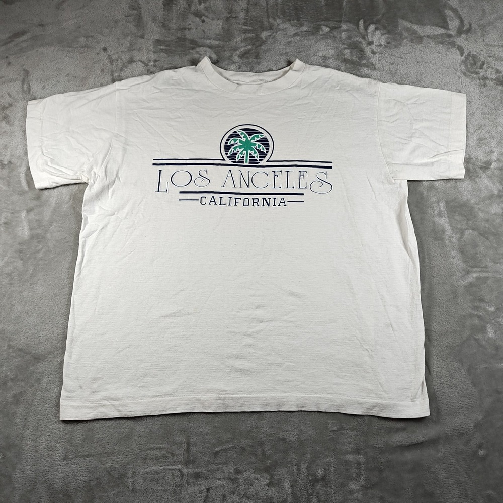 Vintage Los Angeles California Shirt Mens XL White Palm Tree Single‎ Stitch 80s